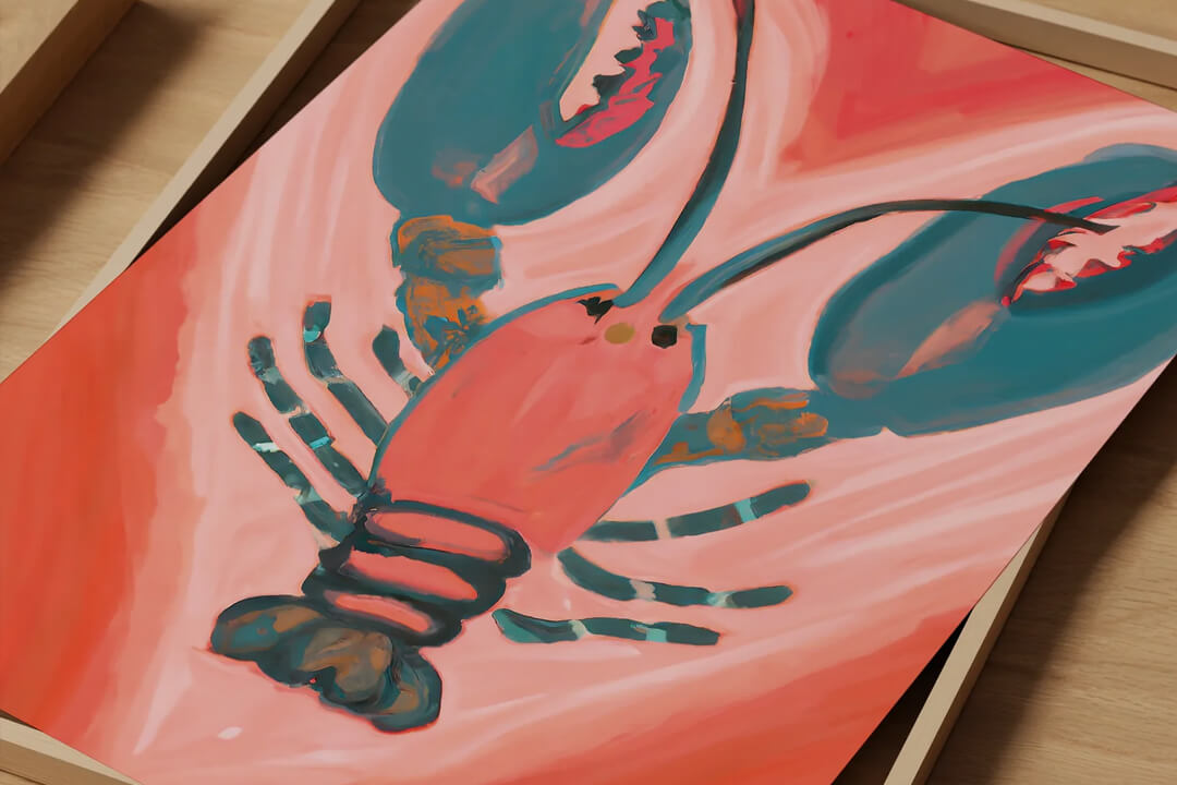 Lobster and Love Heart Art Print from Skudaboo
