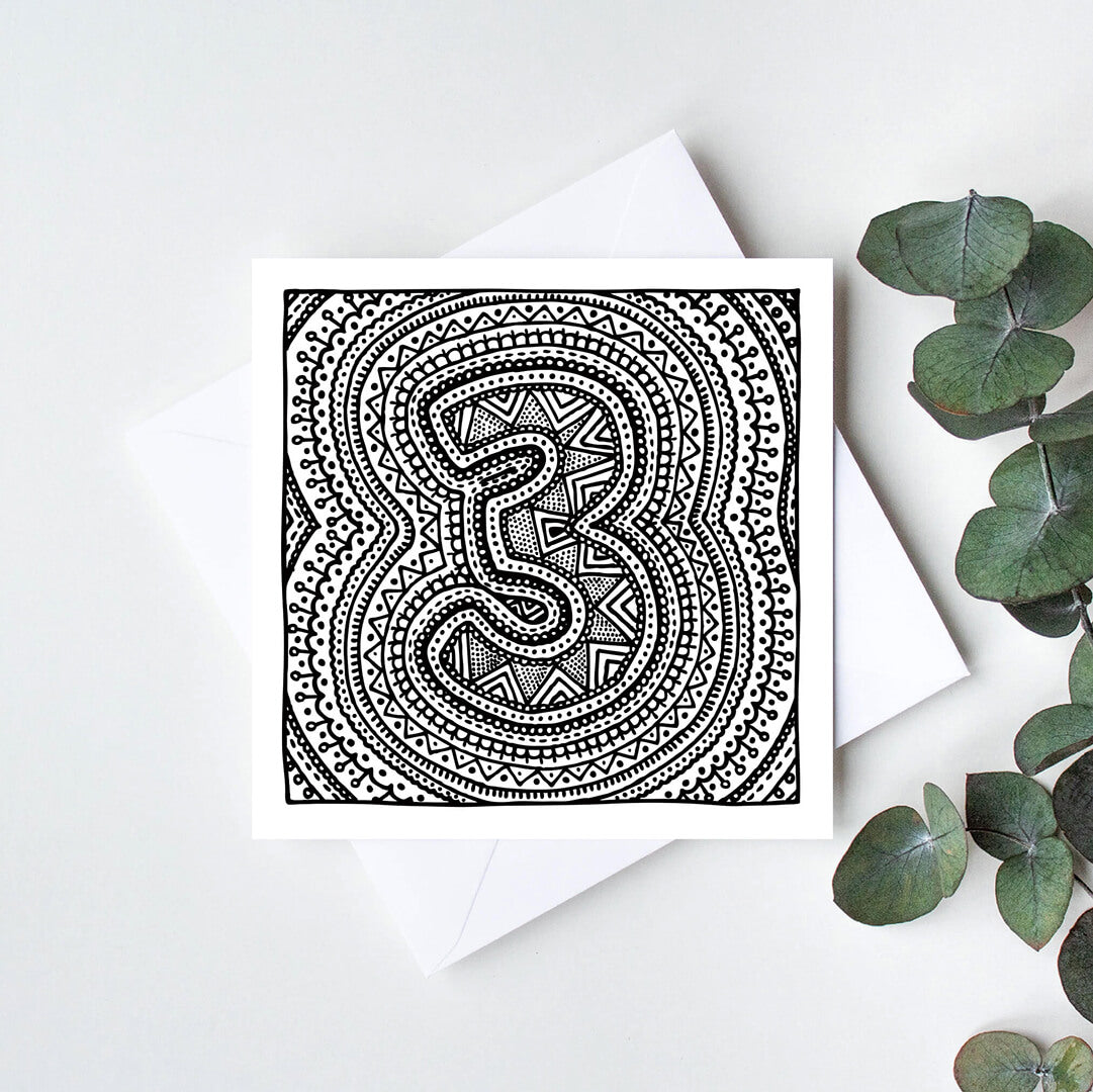 Unique third birthday colouring in card Children's colouring in birthday card Blank inside