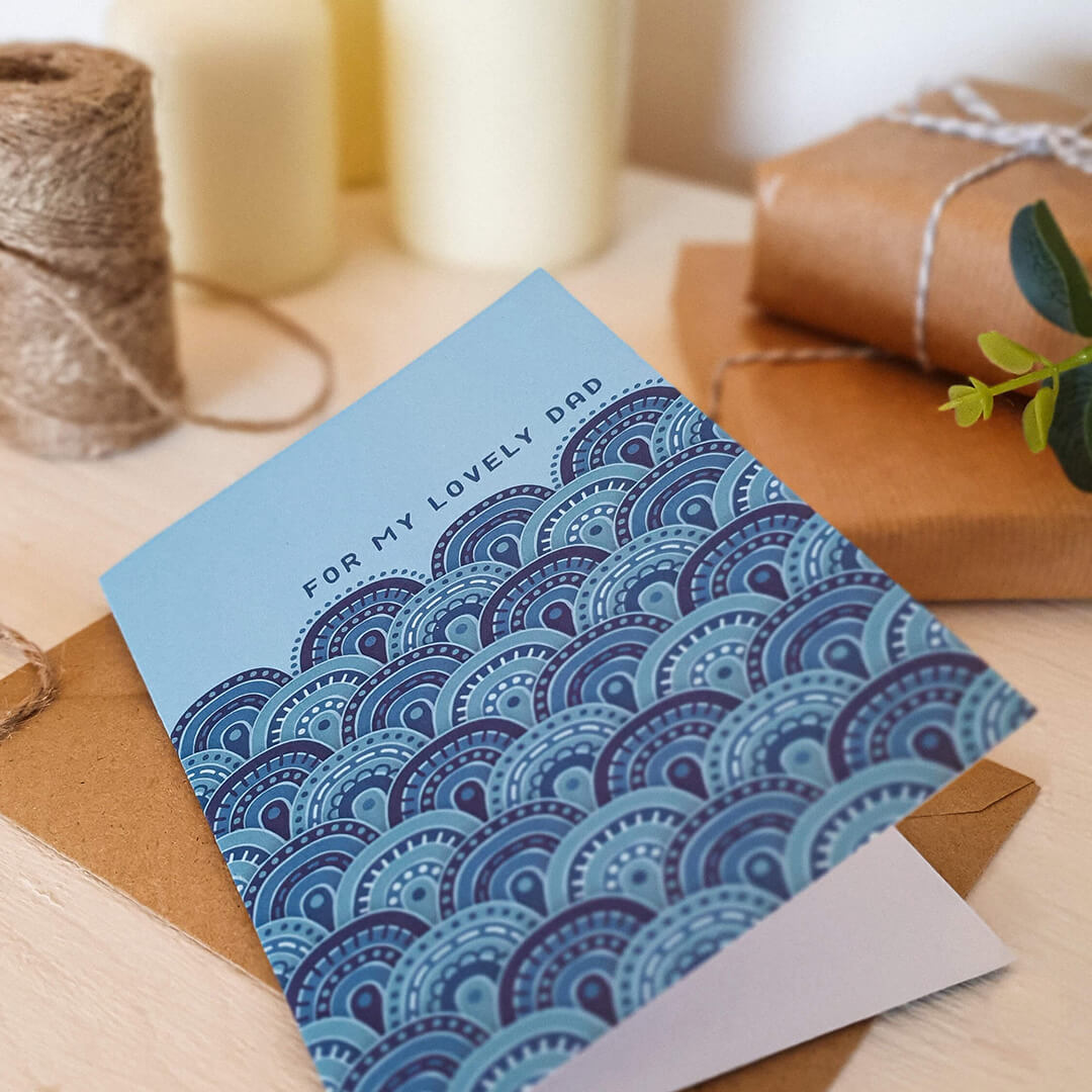 for my lovely dad father's day card featuring blue waves pattern to look like sea waves