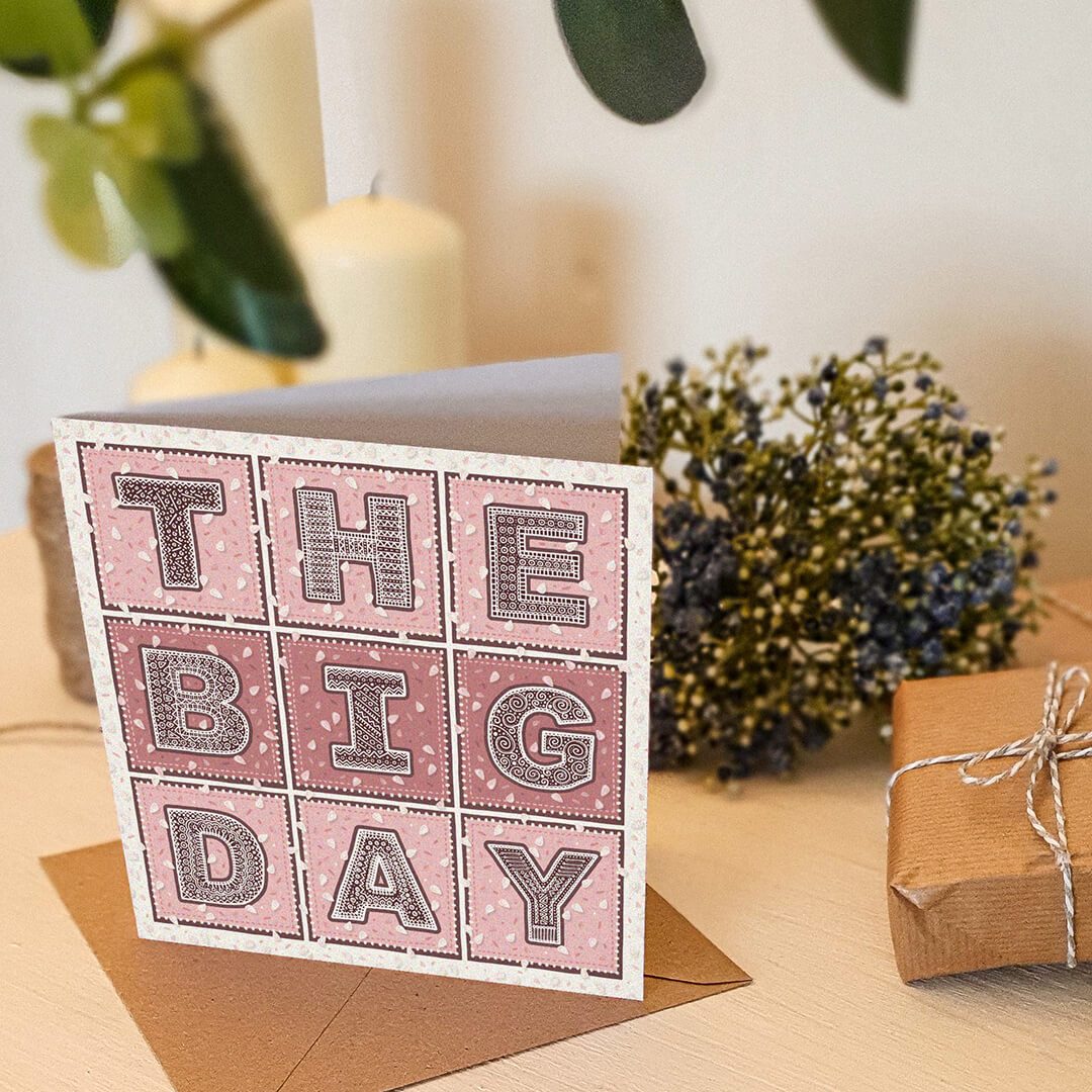 unique pink the big day wedding card Printed on fsc-certified card Blank inside