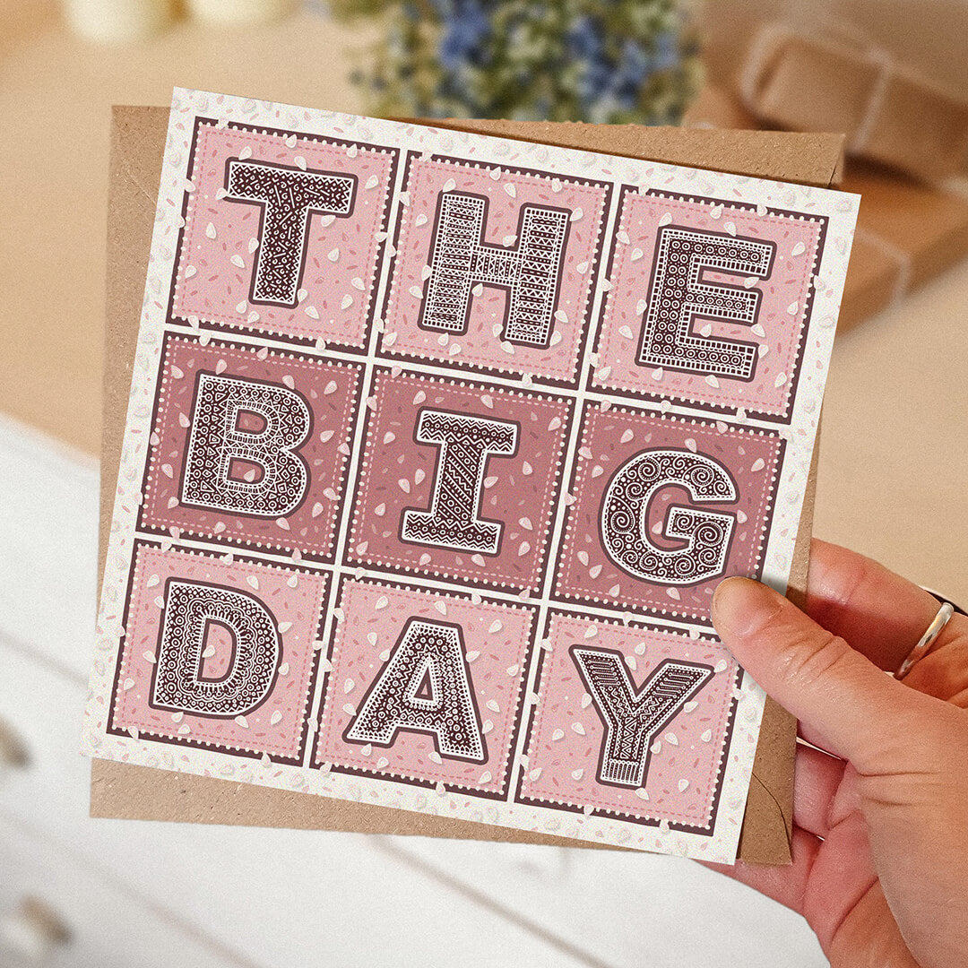 the big day pink typographic wedding card Printed on fsc-certified card Blank inside