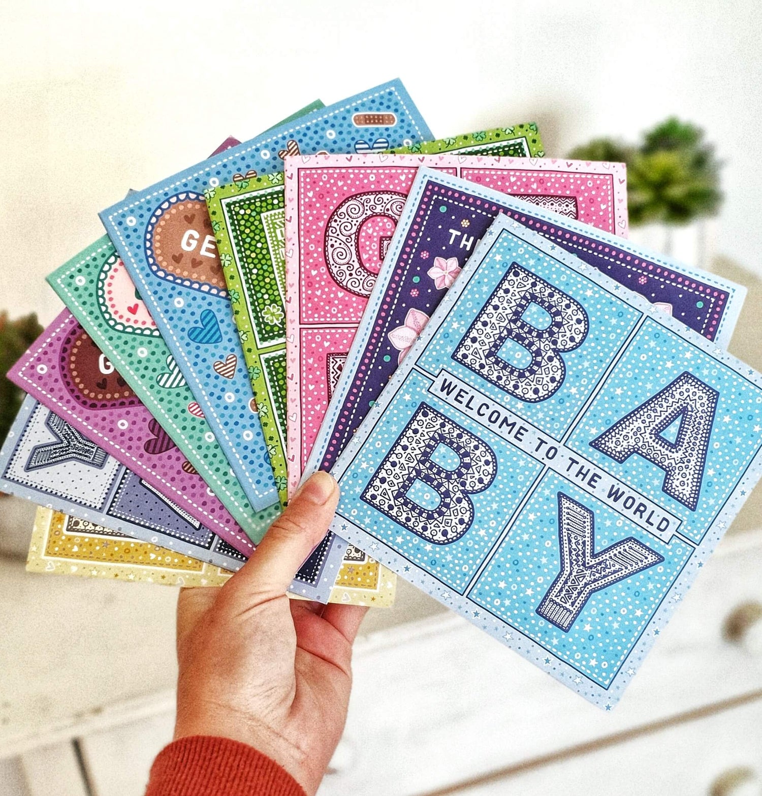 Selection of unique and colourful greeting cards for all occasions Printed on recycled card Supplied with a kraft brown recycled envelope
