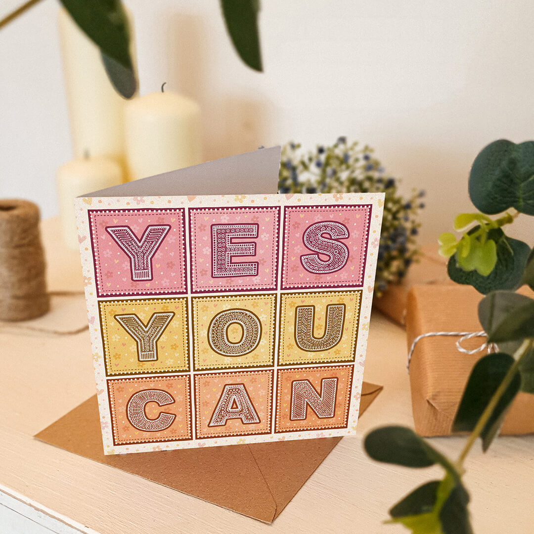 bright and cheerful yes you can encouragement card for friend struggling with mental health