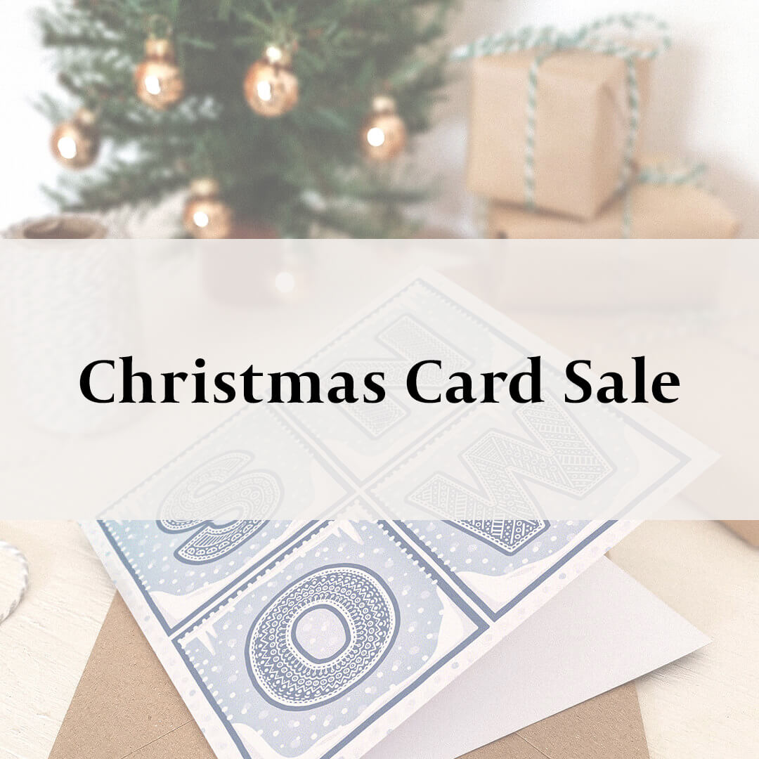 snow christmas card with 'Christmas Card Sale' text overlay