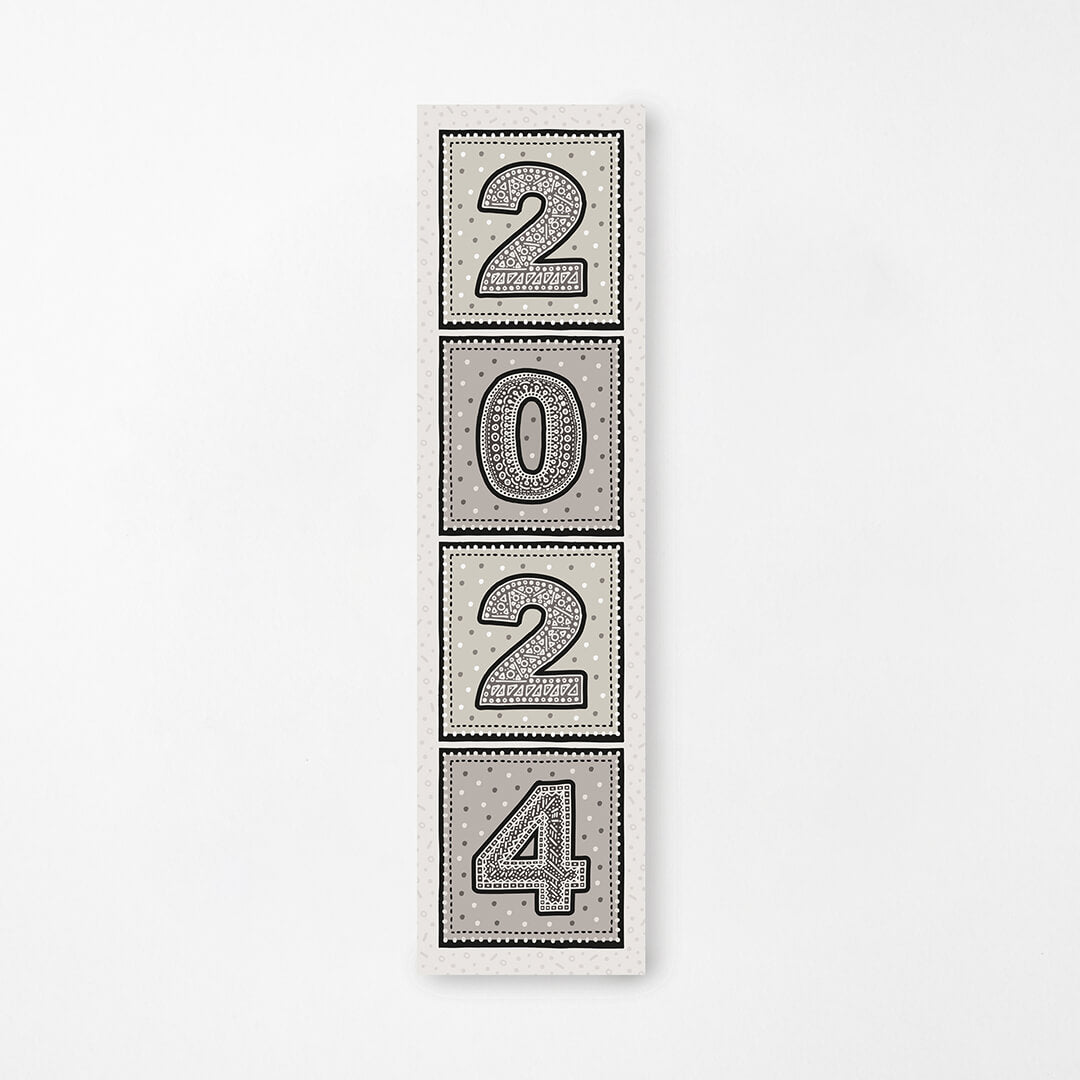 pack of 3 2024 unique bookmarks featuring 2024 illustration in neutral colour palette Printed on recycled card 