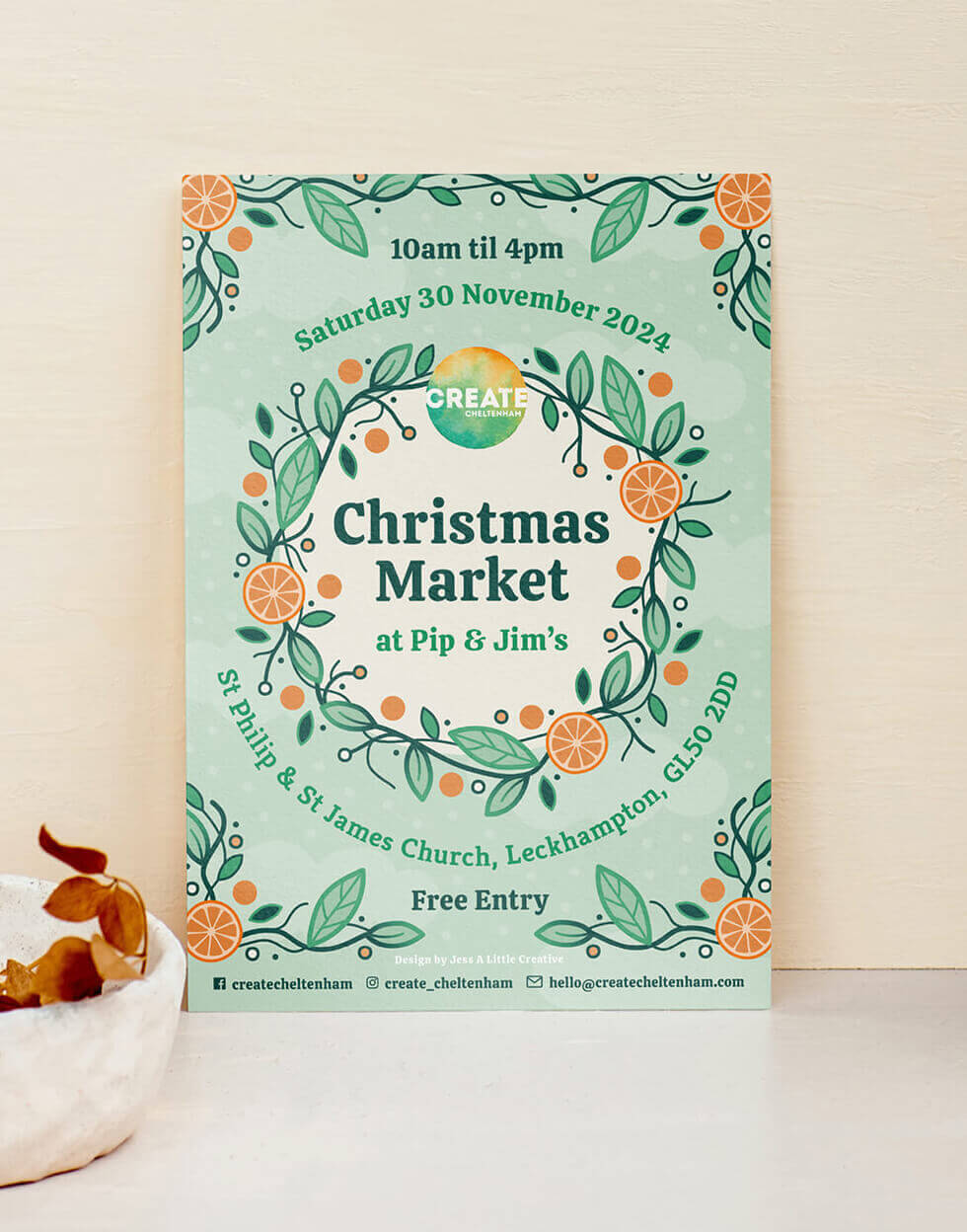 Create Cheltenham Christmas Market Flyer designed by Jess A Little Creative