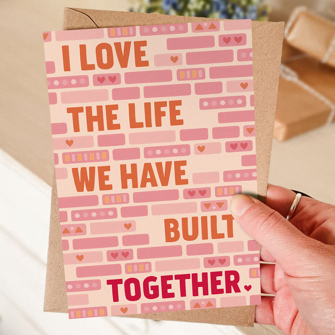 cute pink and orange anniversary card