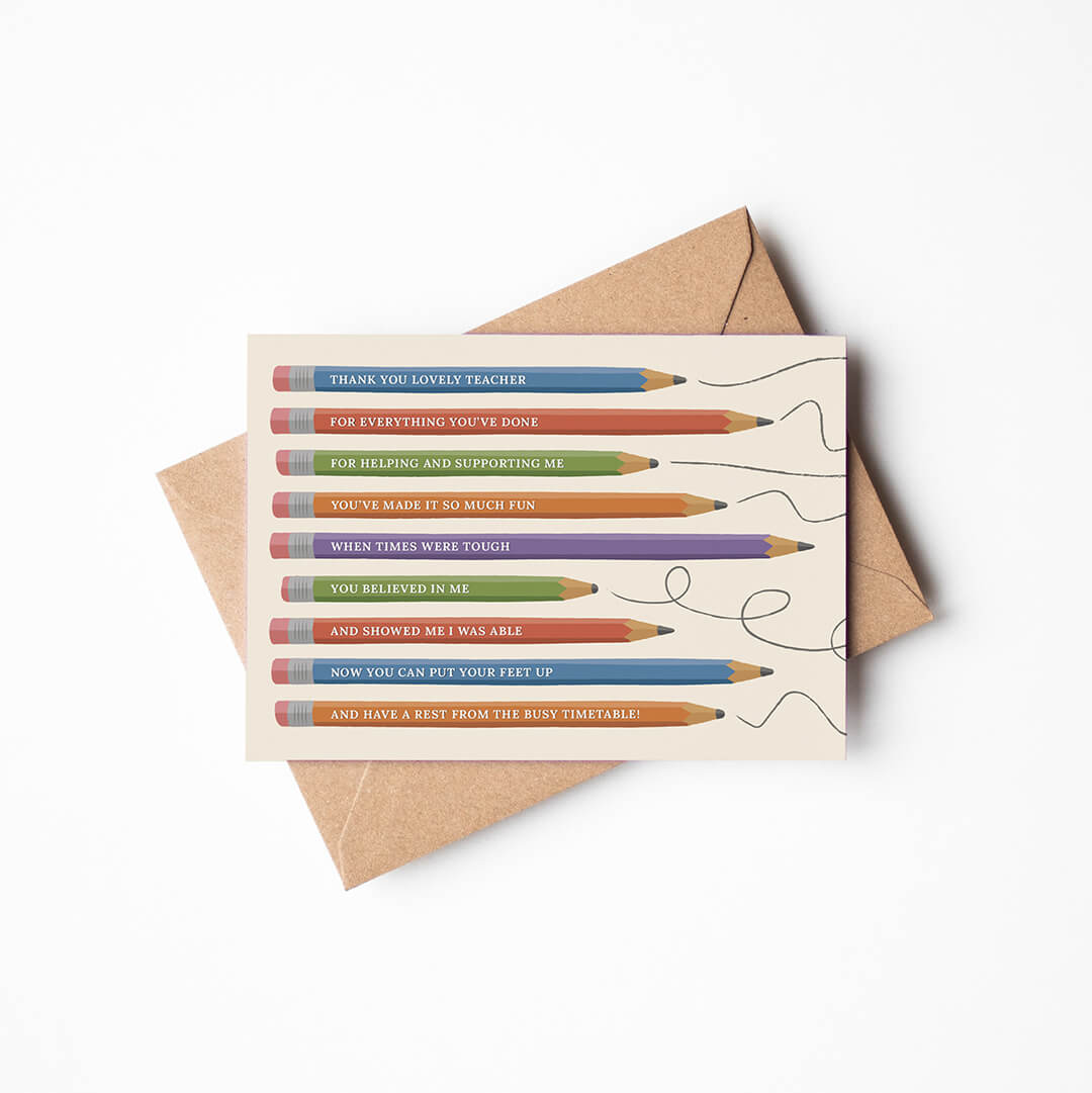 Illustrated Pencils Thank You Lovely Teacher Card – Jess A Little Creative