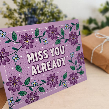 purple miss you already card part of the pastel spring floral greeting card multipack blank inside recycled kraft brown envelope