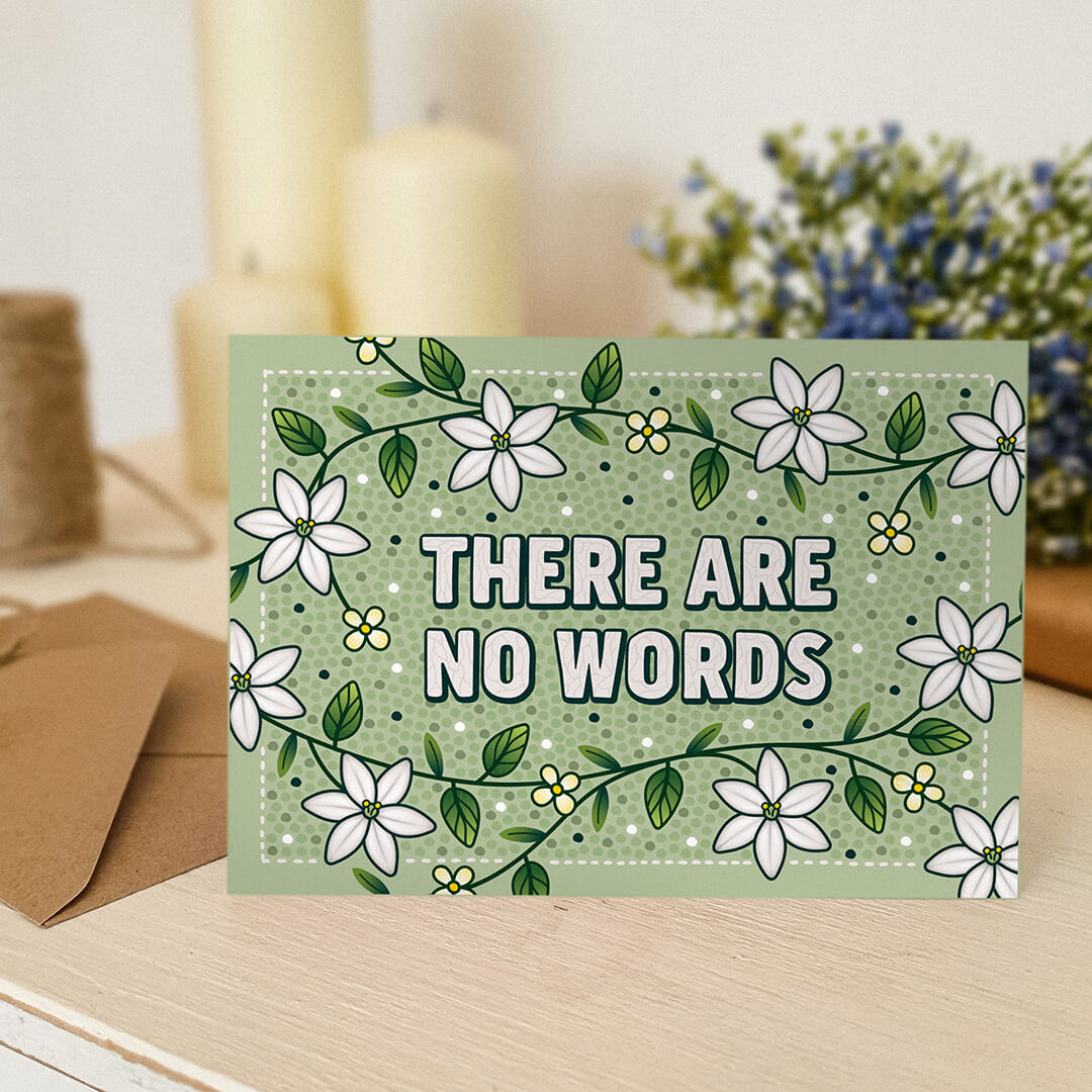 green there are no words card part of the pastel spring floral greeting card multipack blank inside recycled kraft brown envelope