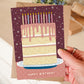Hand holding illustrated cake birthday card Unique pink cake illustration birthday card Printed on FSC-certified card Supplied with kraft brown recycled envelope