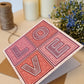 Typographic Love anniversary card Kraft Brown recycled envelope Printed on fsc-certified card Unique red and pink anniversary card