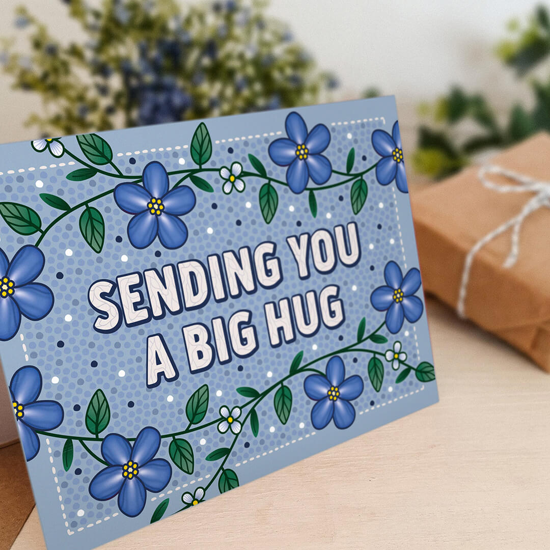 IC&G Biglietto D'Auguri 'Sending A Hug' Con Poesia - 229x156 Mm, Busta Inclusa, Design Floreale Farfalla, Lamina Goffrata, Riciclabile