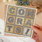 silver and gold typographic congratulations card Printed on fsc-certified card Blank inside