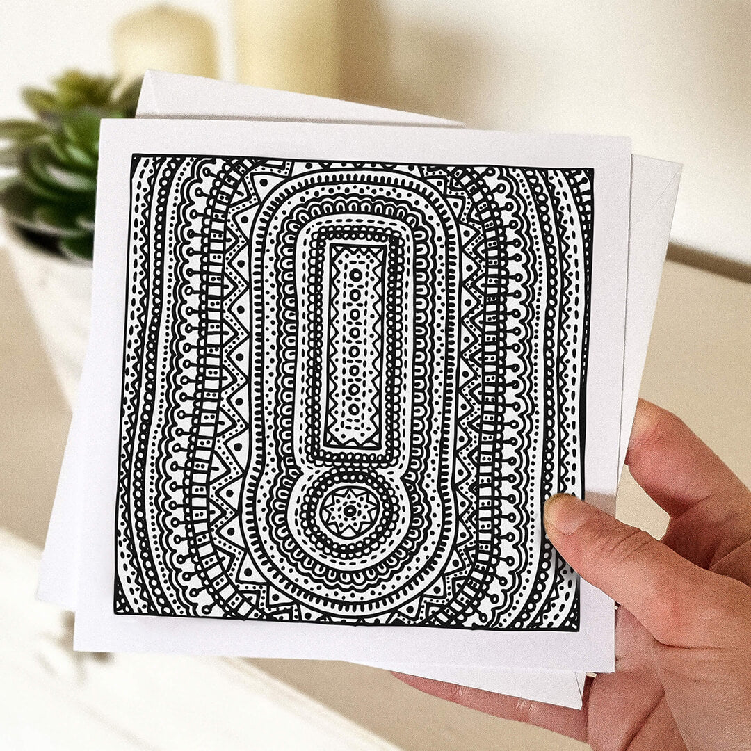 Black white Exclamation mark colouring in card Unique monochrome typographic greeting card Comes with envelope Exclamation mark illustration to colour in