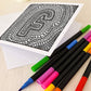 Letter F colouring in card with felt tip pens Unique alphabet colouring in card Black white typographic greeting card Blank inside