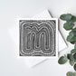 Black white letter M colouring in card Unique initial card Patterned typographic greeting card to colour in Blank inside