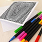 Letter V colouring in card with felt tip pens Unique alphabet colouring in card Black white typographic greeting card Blank inside