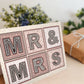 Mr and Mrs wedding greeting card Kraft Brown recycled envelope Pink cream typographic wedding card for happy newlywed couple Perfect for giving money as wedding gift