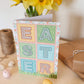 Pastel Typographic Happy Easter card Printed on recycled card Spring-time colours and floral illustrations Easter card