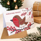 Unique red, brown and cream illustrated robin Christmas card Kraft Brown recycled envelope