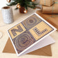 Gold midnight blue unique Noel French Christmas card Typographic Joyeux Noel luxury Christmas card design Printed on recycled card Kraft brown recycled envelope
