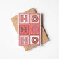 Red white Ho ho ho Christmas card Unique typographic ho ho ho Christmas card Printed on recycled card Blank inside